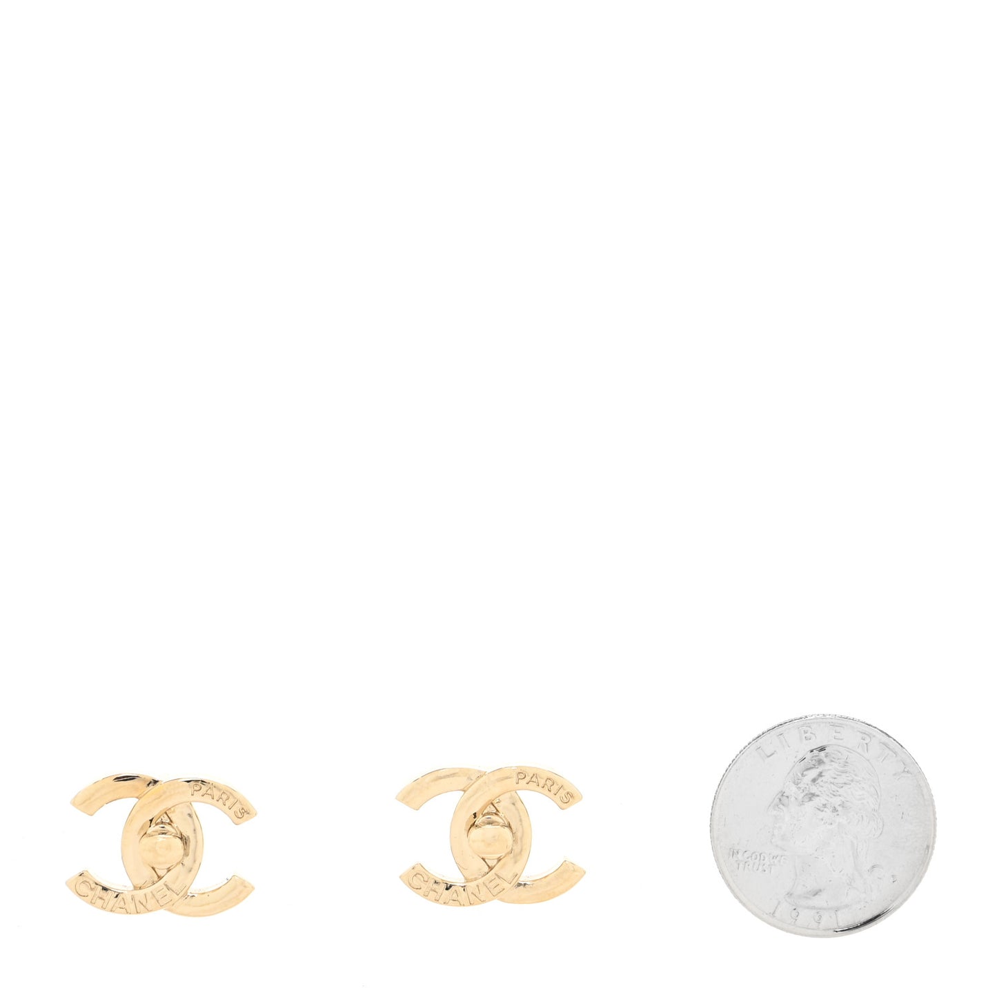 Metal CC Turnlock Earrings Gold