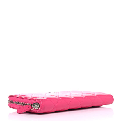 Chanel Lambskin Quilted Large Gusset Zip Around Wallet Fuchsia 3 of 12