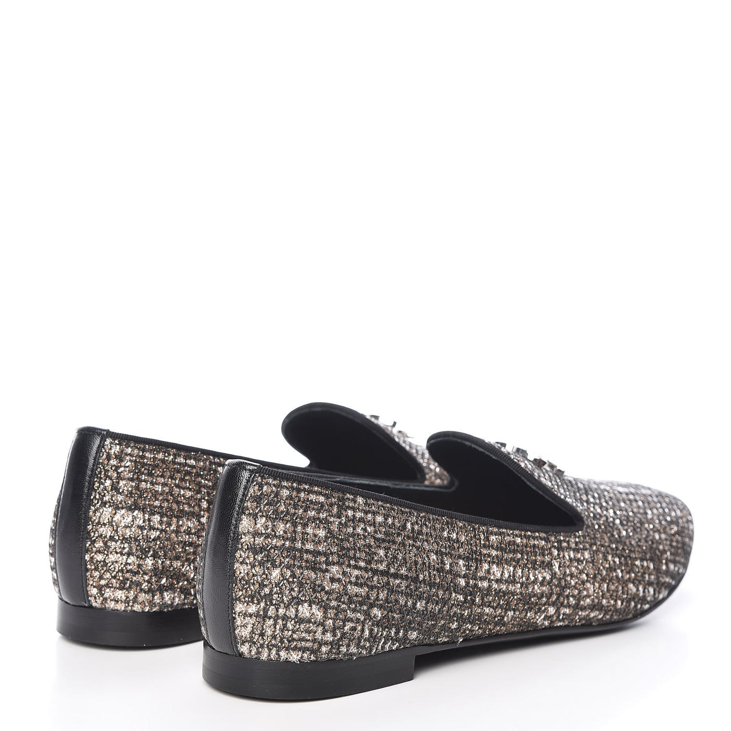 Fantasy Fabric Grosgrain CC Mocassin Loafers 37 Pink Black