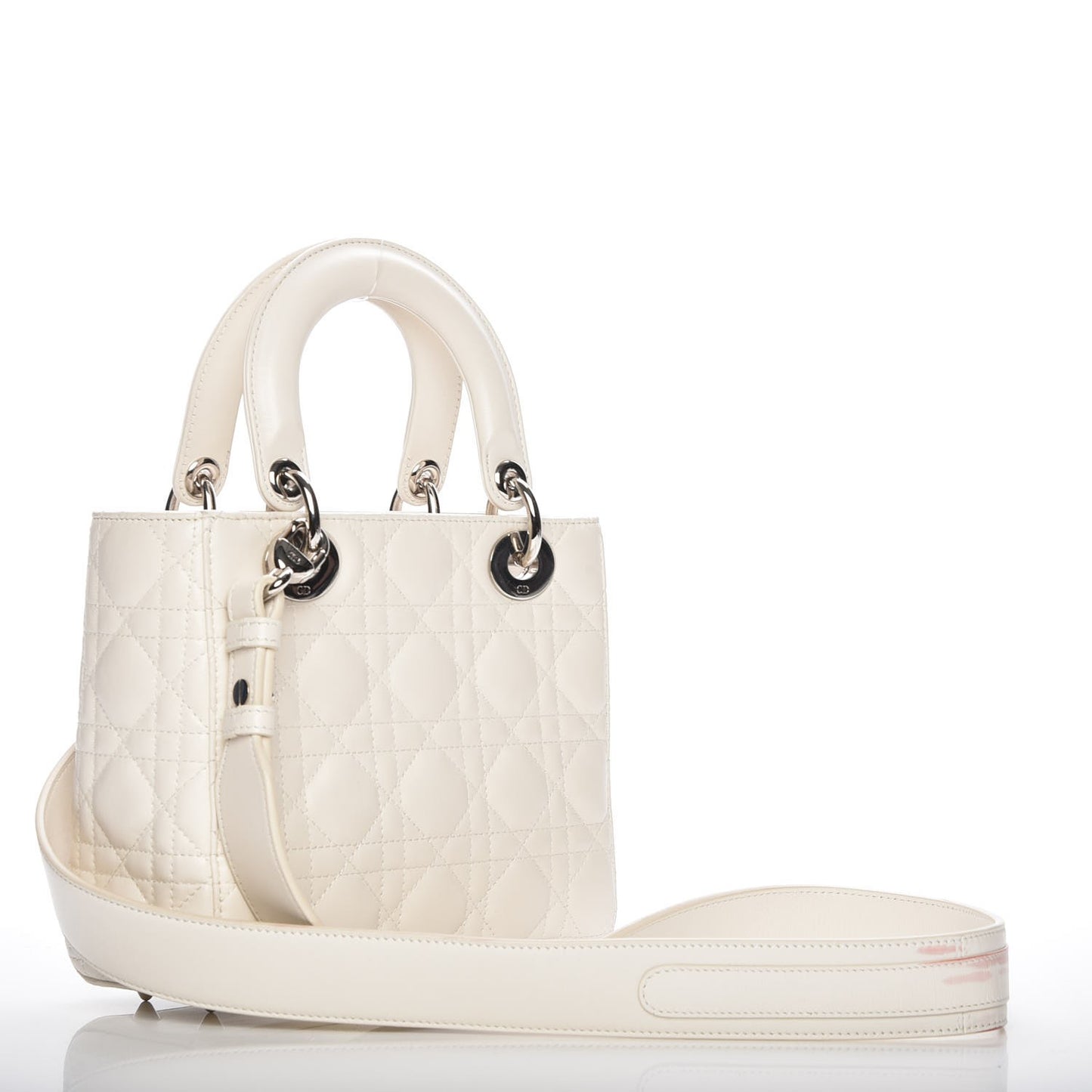 Lambskin Cannage Medium Lady Dior White