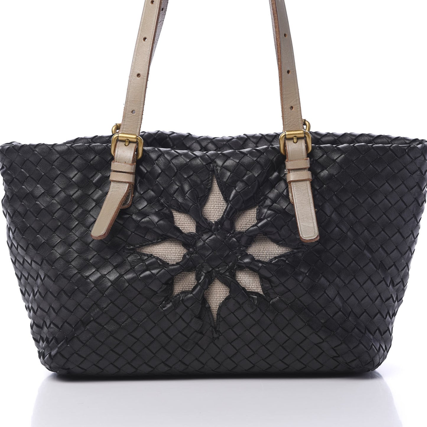 Nappa Intrecciato Mini Marquise Flower Tote Black