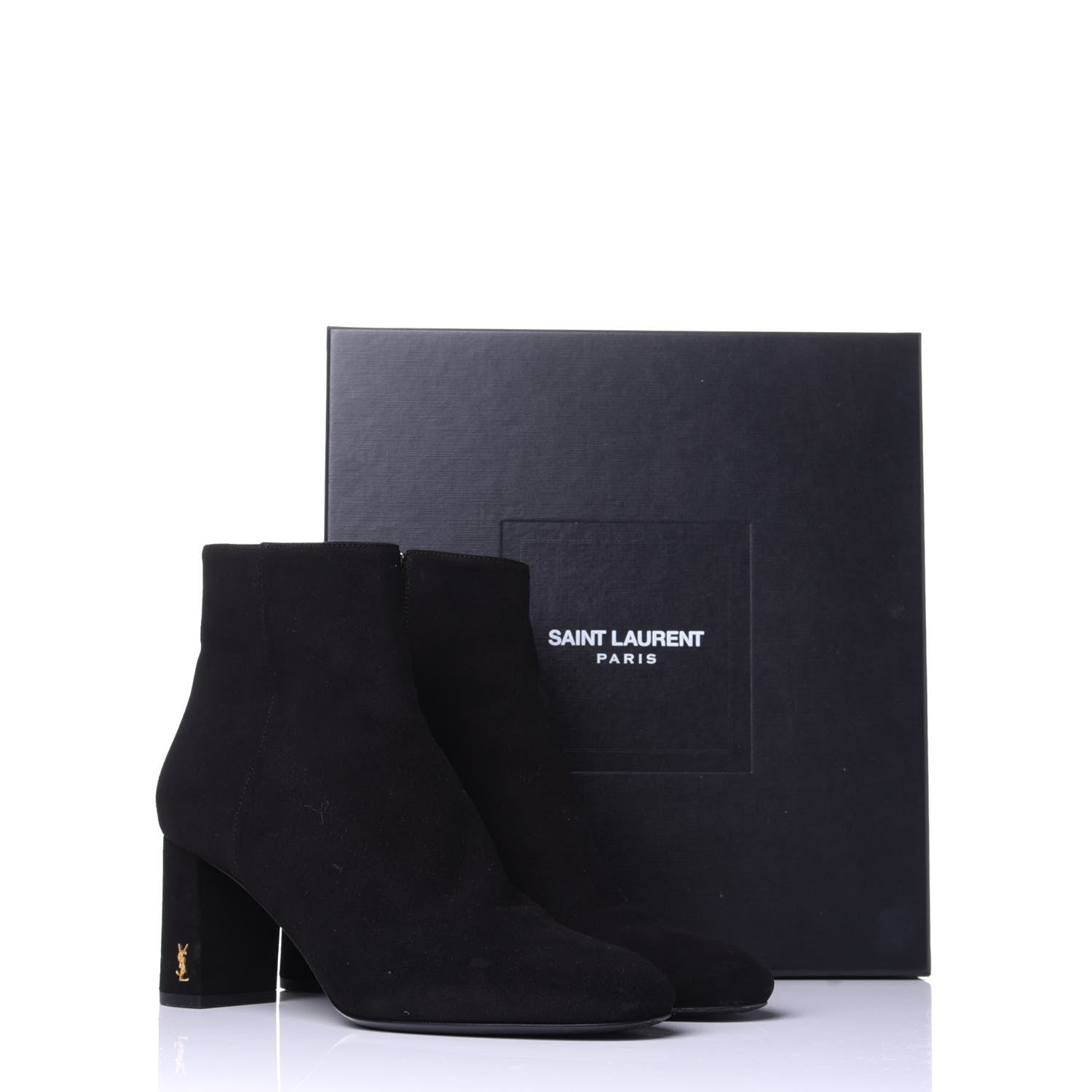 Saint Laurent Kid Scamosciato Loulou 70 Ankle Zip Boot 39 Black 11 of 11