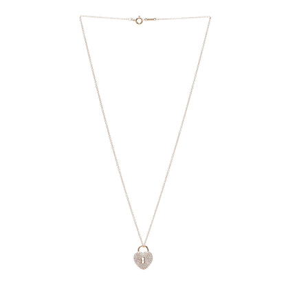 Tiffany 18K Rose Gold Diamond Heart Lock Pendant Necklace 3 of 5