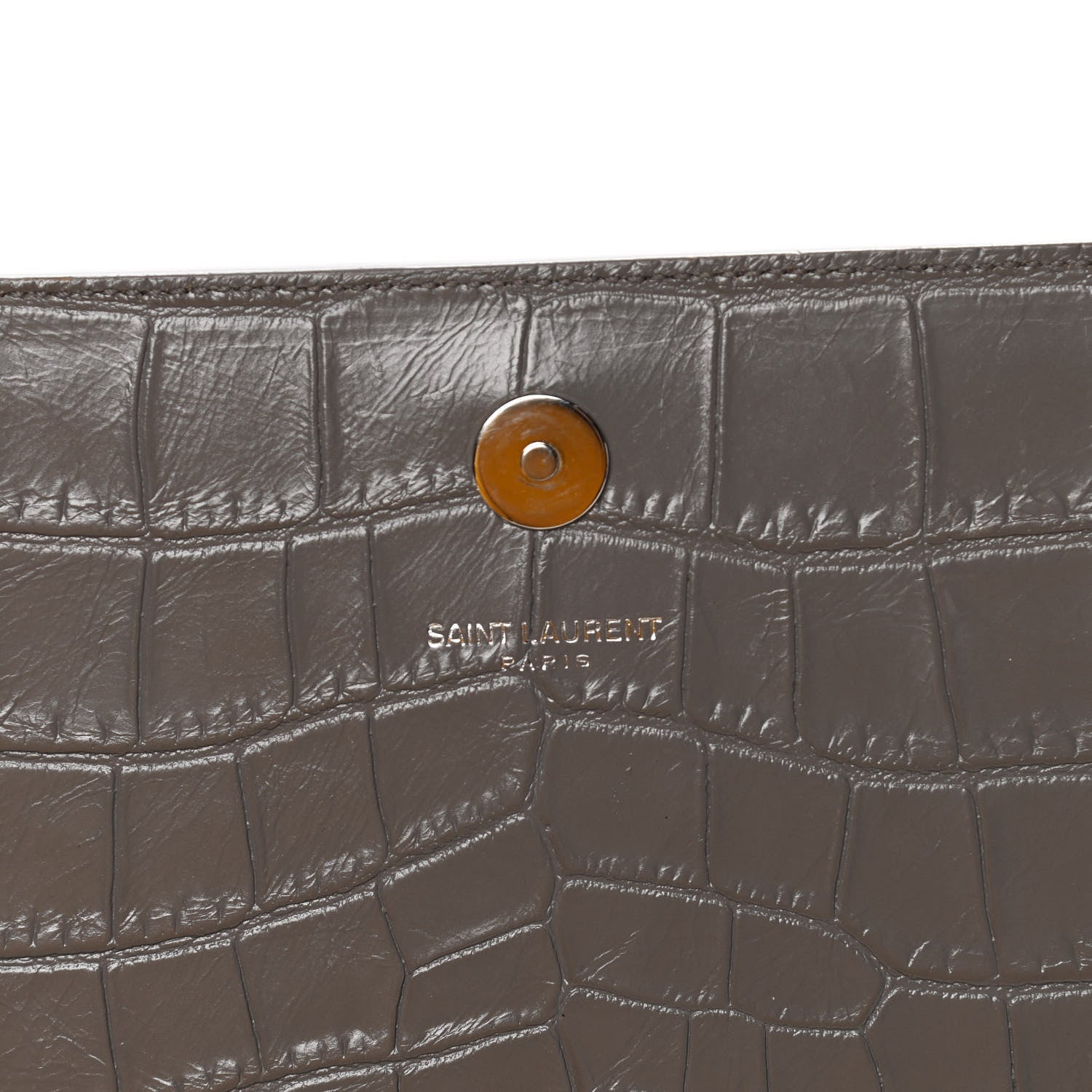Saint Laurent Crocodile Embossed Classic Kate Monogram Clutch Fog 7 of 12