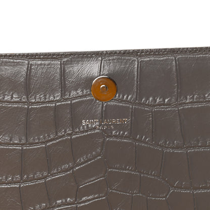 Saint Laurent Crocodile Embossed Classic Kate Monogram Clutch Fog 7 of 12