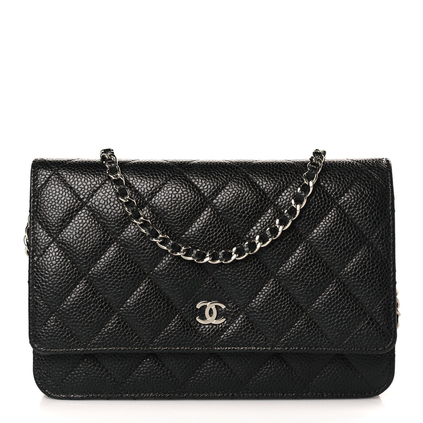 Caviar Quilted Wallet on Chain WOC Black
