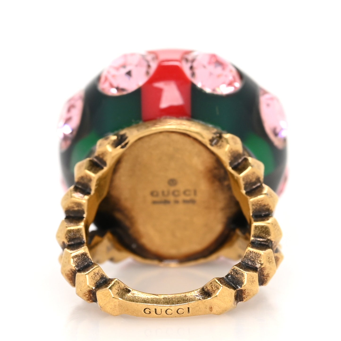Crystal Resin Sylvie Vintage Web Ring Green Red