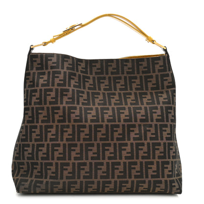 Fendi Zucca Vitello Large Hobo Tobacco Ocra Moro Black 1 of 14