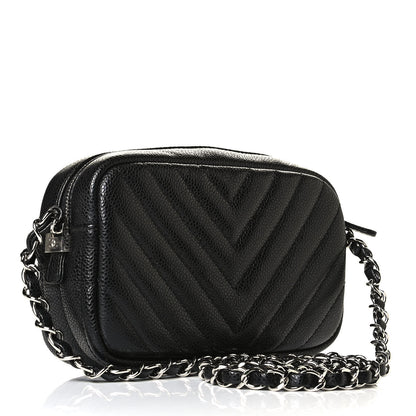 Chanel Caviar Chevron Quilted Camera Case Black 2 of 4