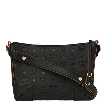 MCM Calfskin Monogram Medium Klara Shoulder Bag Black 1 of 9