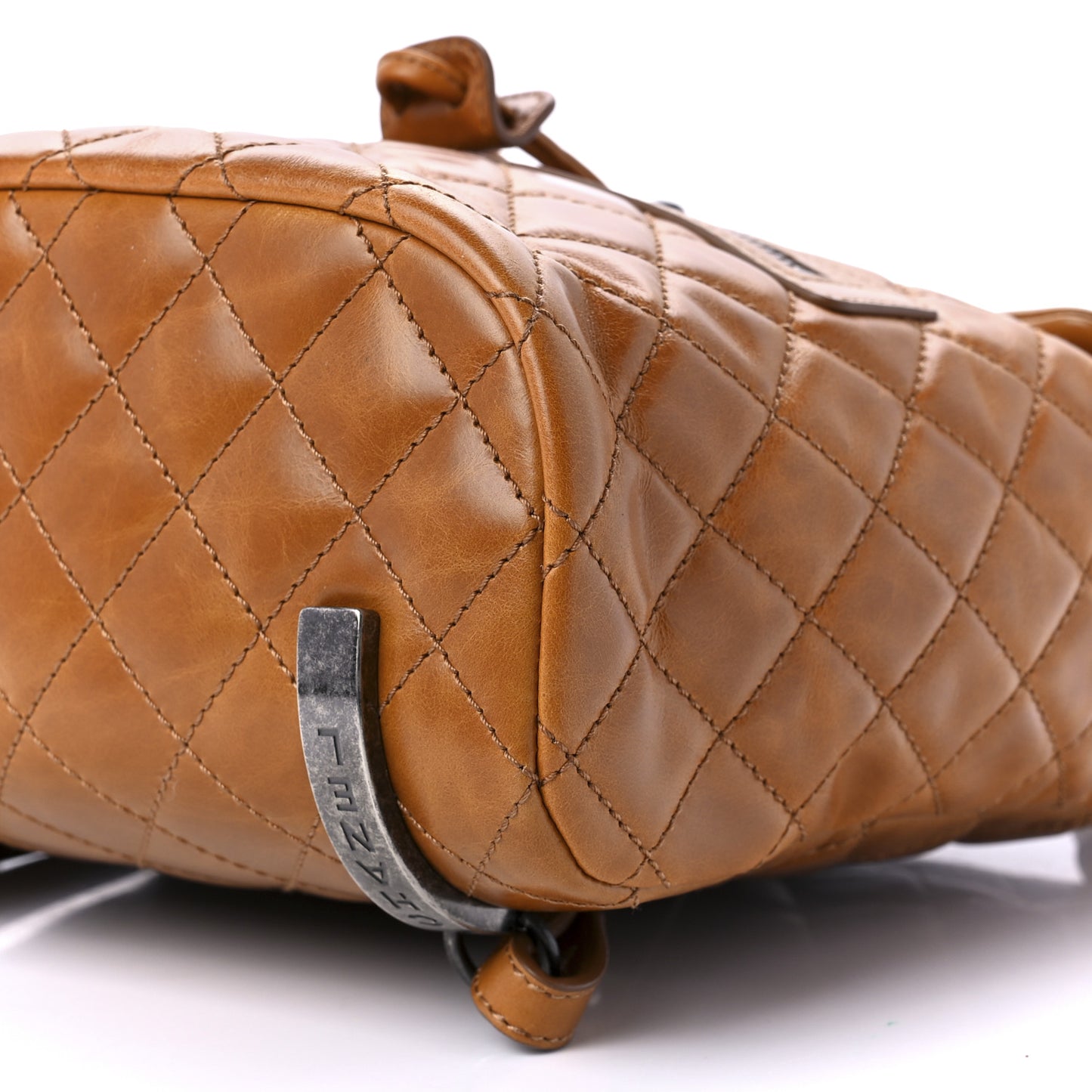 Glazed Calfskin Quilted Small Salzburg Backpack Brown