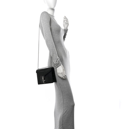 Saint Laurent Calfskin Crocodile Embossed Monogram Cassandra Clasp Bag Black Rouge Legion 2 of 13