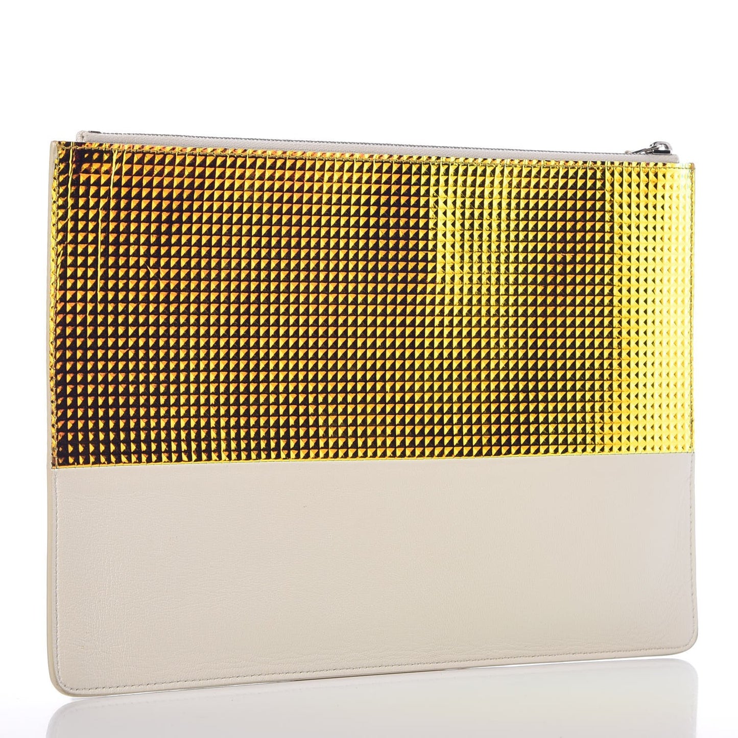 Lambskin Bi-Color Solo Clutch Pouch White