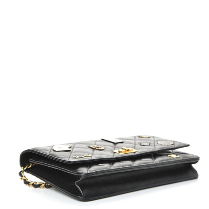 Chanel Aged Calfskin Quilted Lucky Charms Casino 2.55 Reissue Wallet On Chain WOC Black 3 of 11