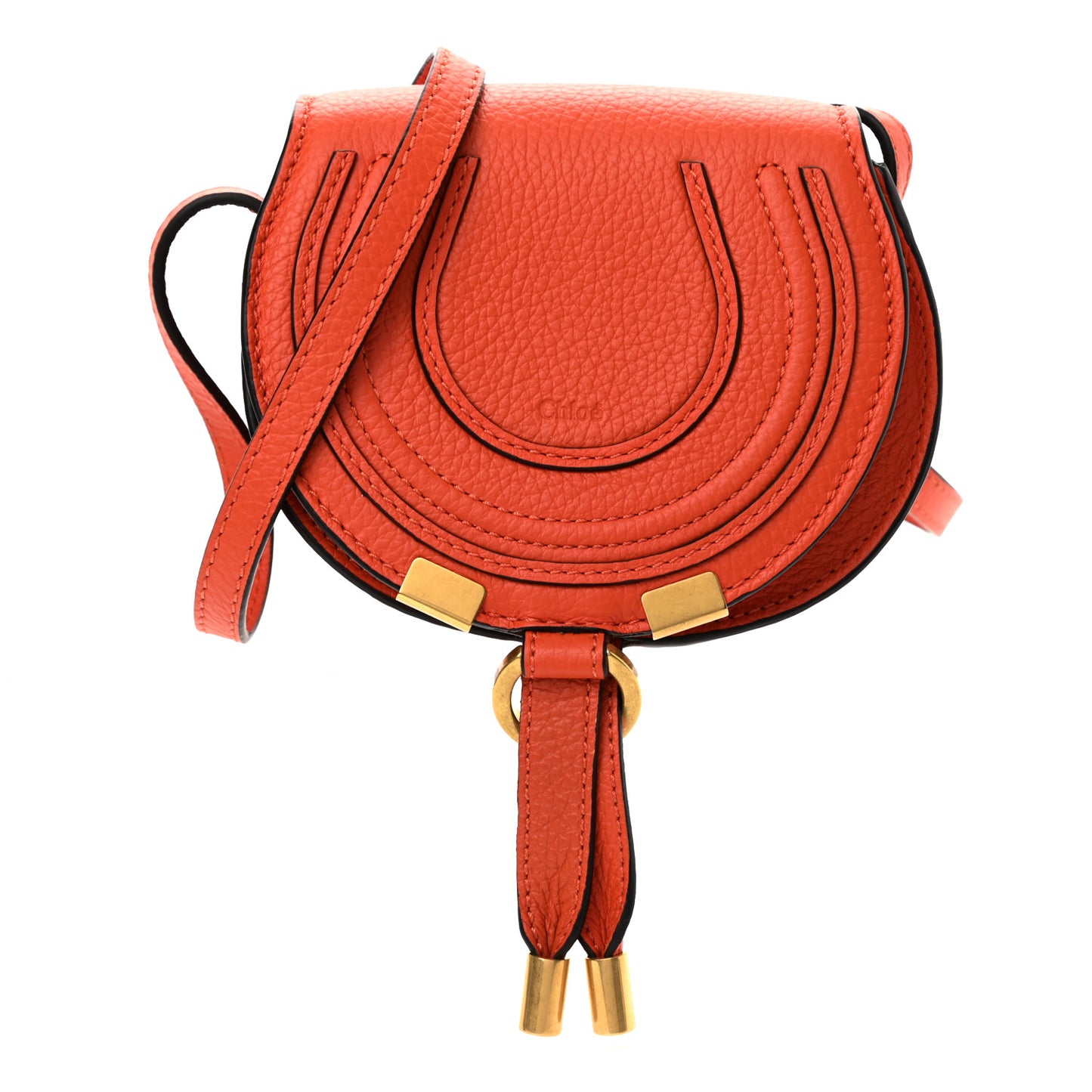 Calfskin Nano Marcie Saddle Bag Rusted Orange