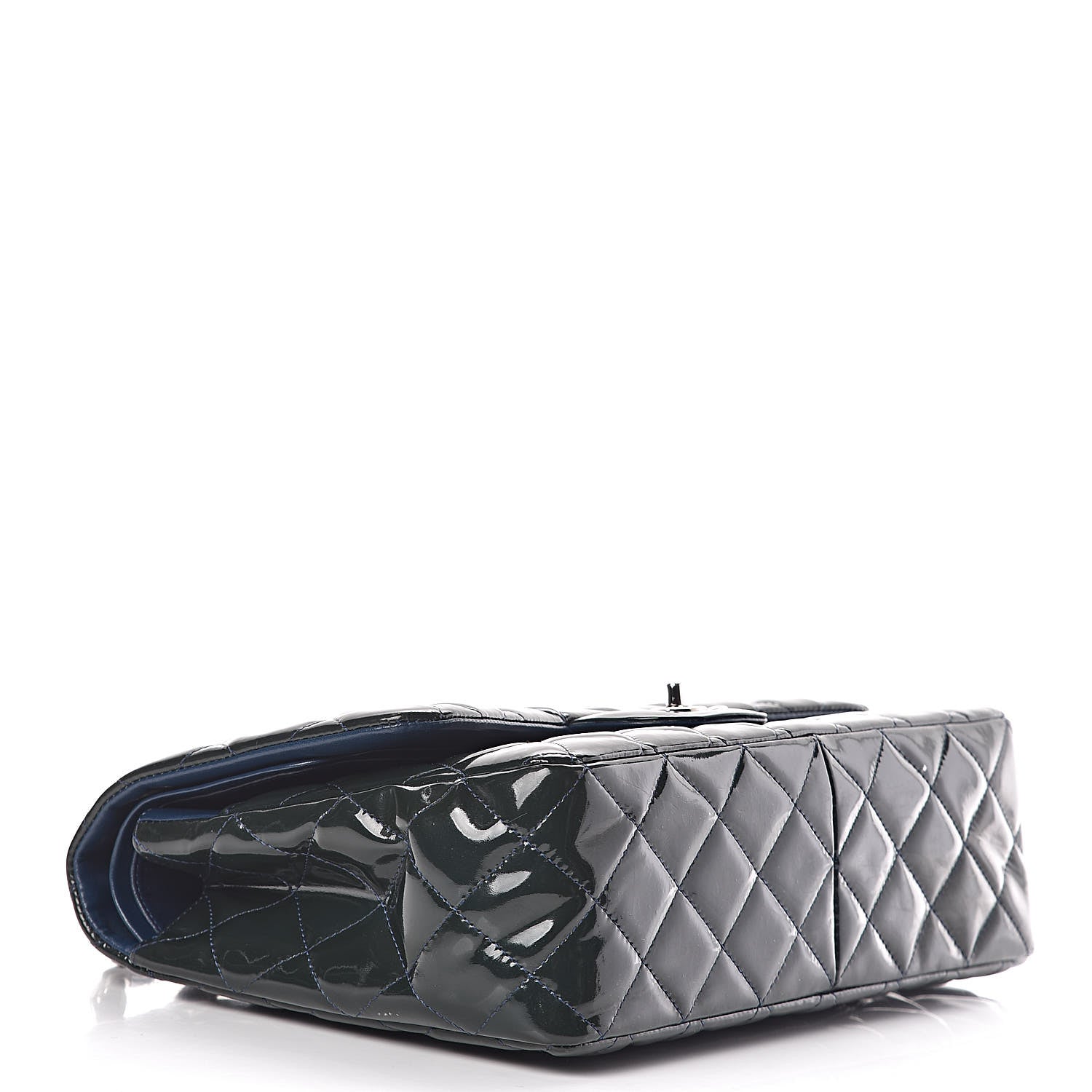 Chanel Patent Quilted Jumbo Double Flap Navy 4 of 18