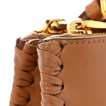 Prada Raffia City Calfskin Whipstitch Medium Paradigme Bag Naturale Caramel 16 of 22