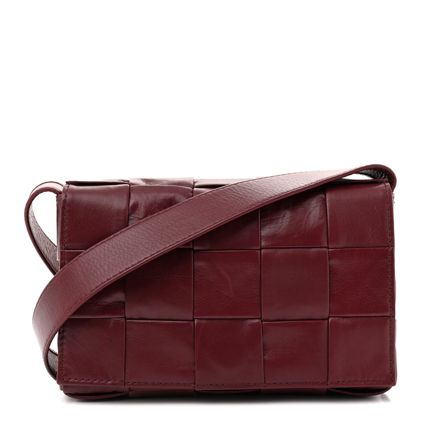 Paper Calfskin Maxi Intreccio Small Cassette Crossbody Bag Barolo