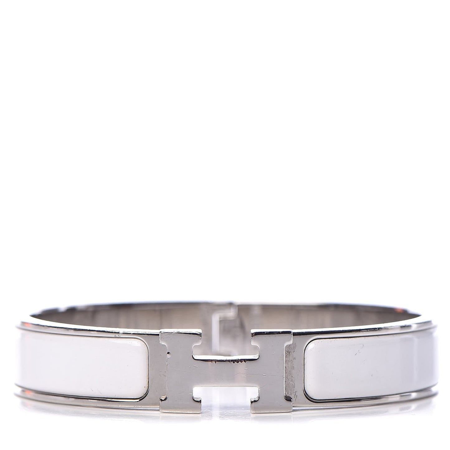 Enamel Narrow Clic Clac H Bracelet PM White
