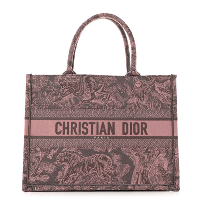 Christian Dior Canvas Embroidered Medium Dioriviera Toile De Jouy Book Tote Pink Grey 1 of 10