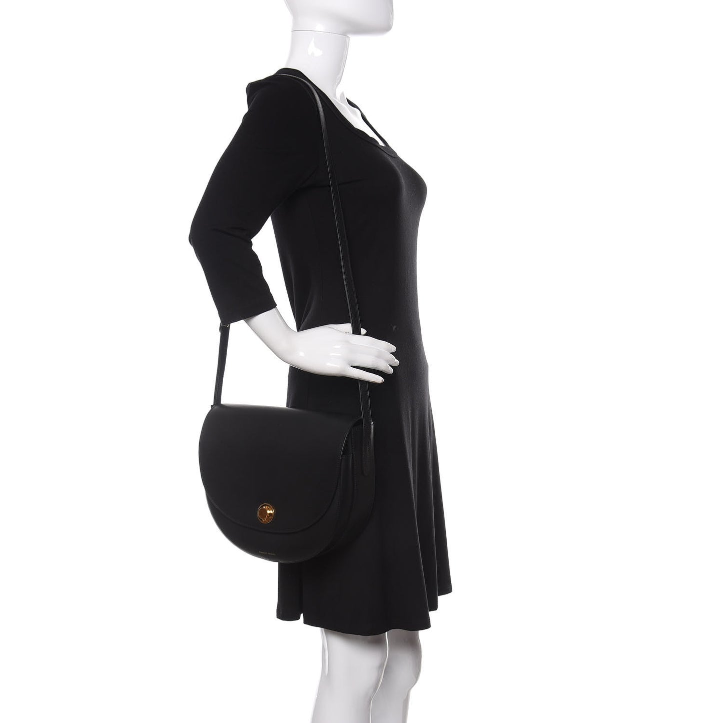 Calfskin Saddle Crossbody Bag Black