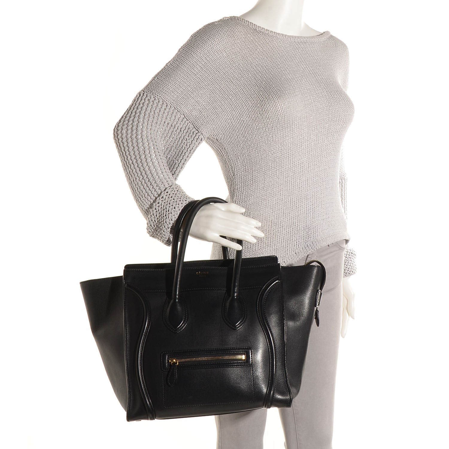 Celine Smooth Calfskin Mini Luggage Black 2 of 9