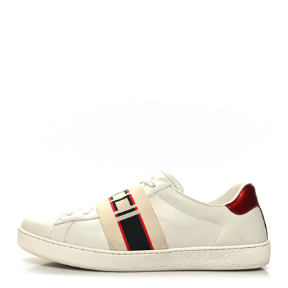 Gucci Calfskin Stripe Mens New Ace Sneakers 9 White Ecru Red Flame 1 of 9