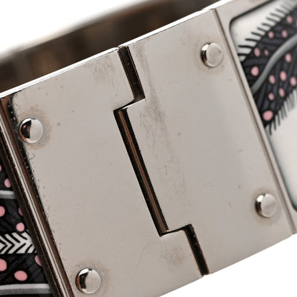 Hermes Enamel Printed Charniere Baobab Cat Wide Hinged Bracelet S Faux Gris 6 of 7