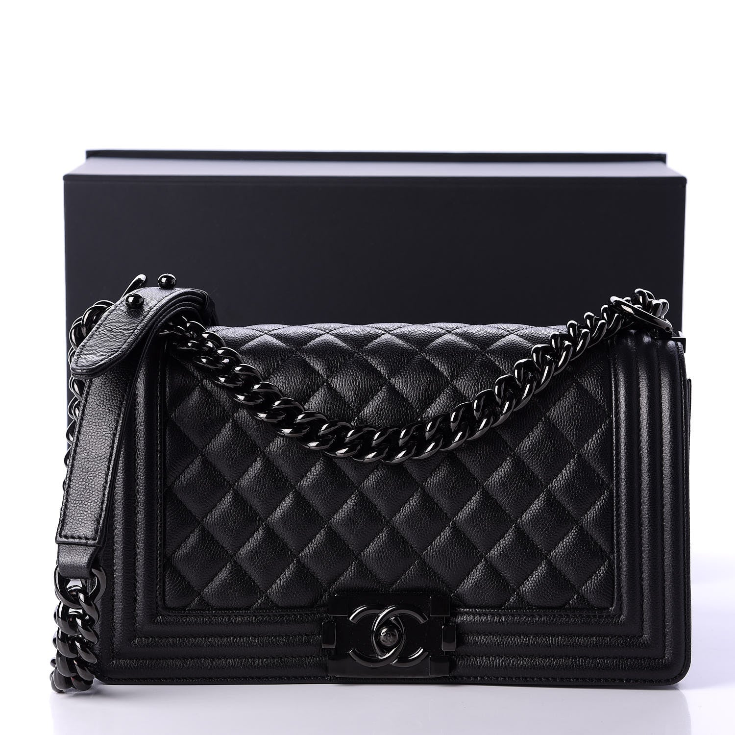 Chanel Caviar Quilted Medium Boy Flap So Black 12 of 12