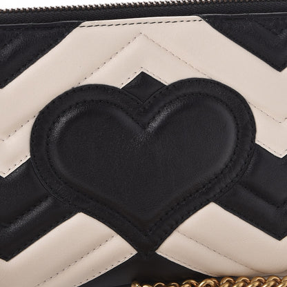 Gucci Calfskin Matelasse Mini GG Marmont Chain Bag Black White 8 of 8