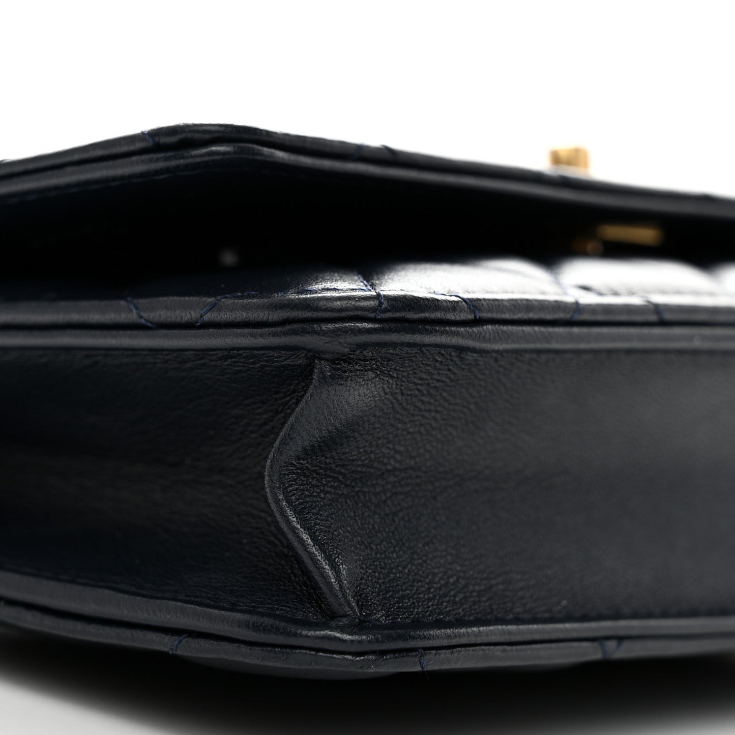 Lambskin Quilted Pearl Crush Wallet on Chain WOC Navy