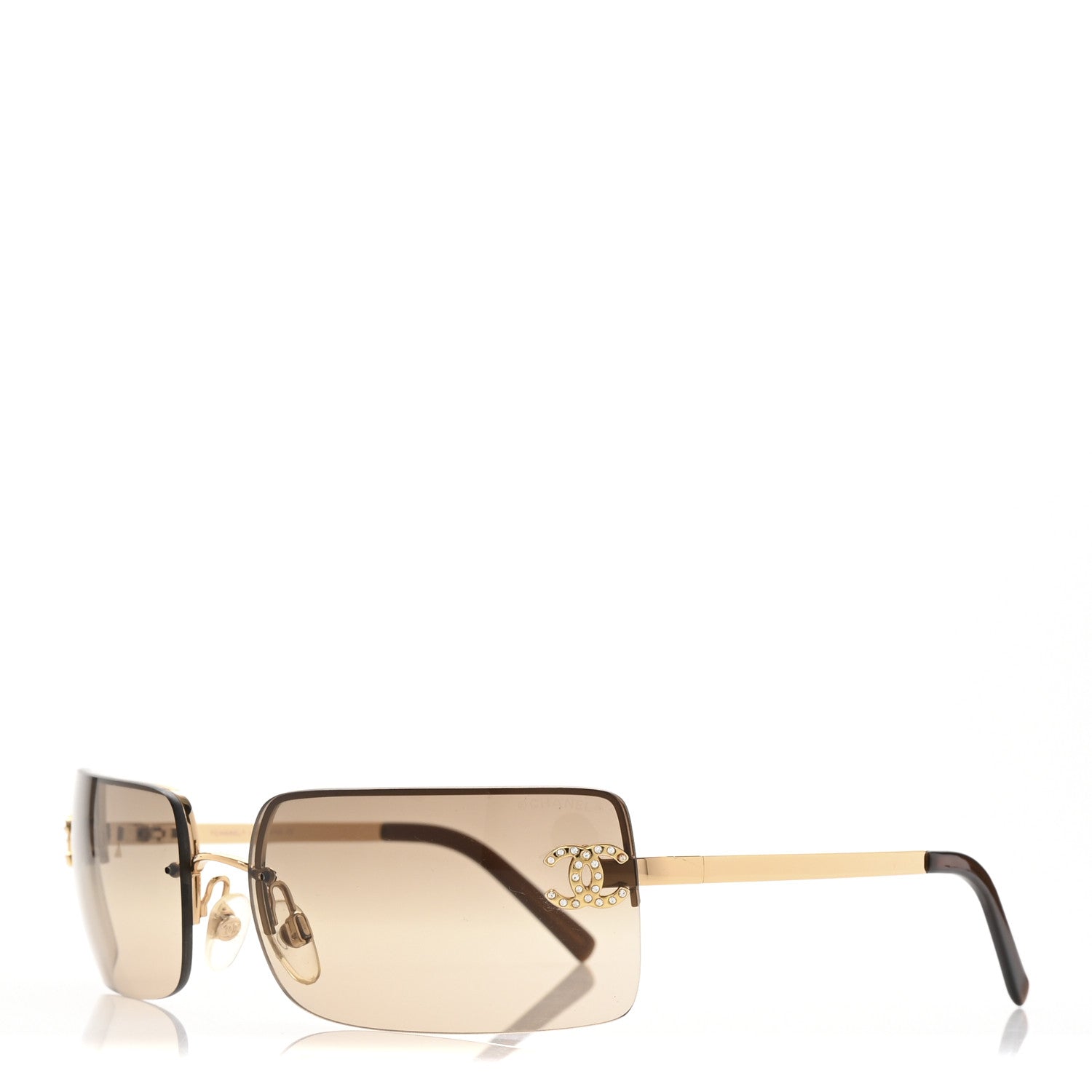 Chanel Crystal CC Logo Sunglasses 4104-B Gold 1 of 7