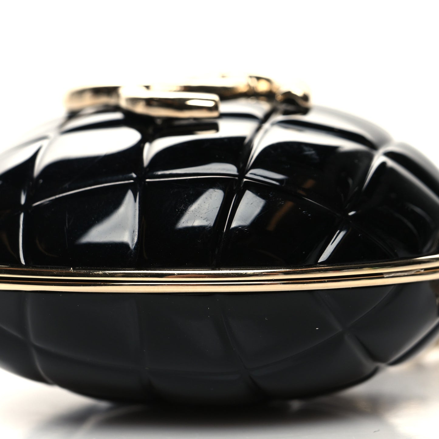 Resin CC Heart Crossbody Locket Necklace Gold Black
