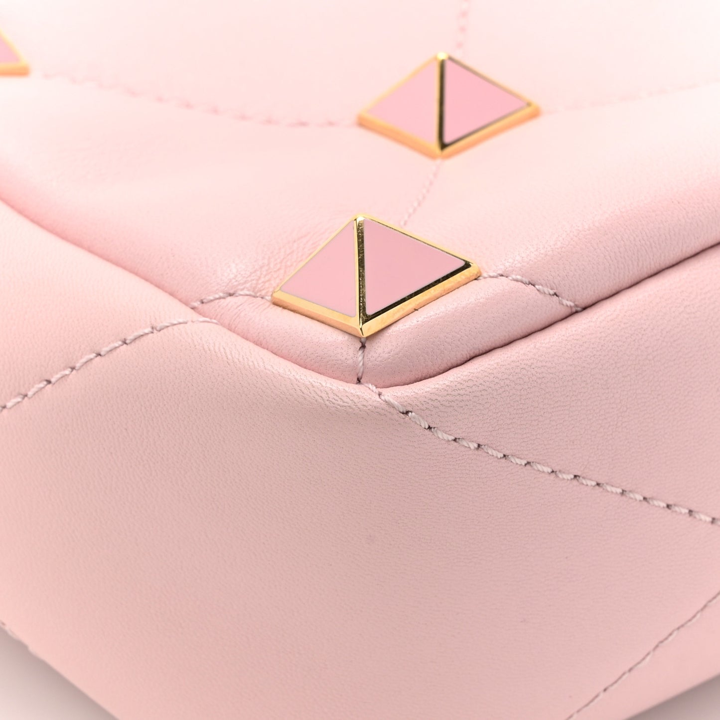 Nappa Enamel Medium Roman Stud Shoulder Bag Rose Quartz