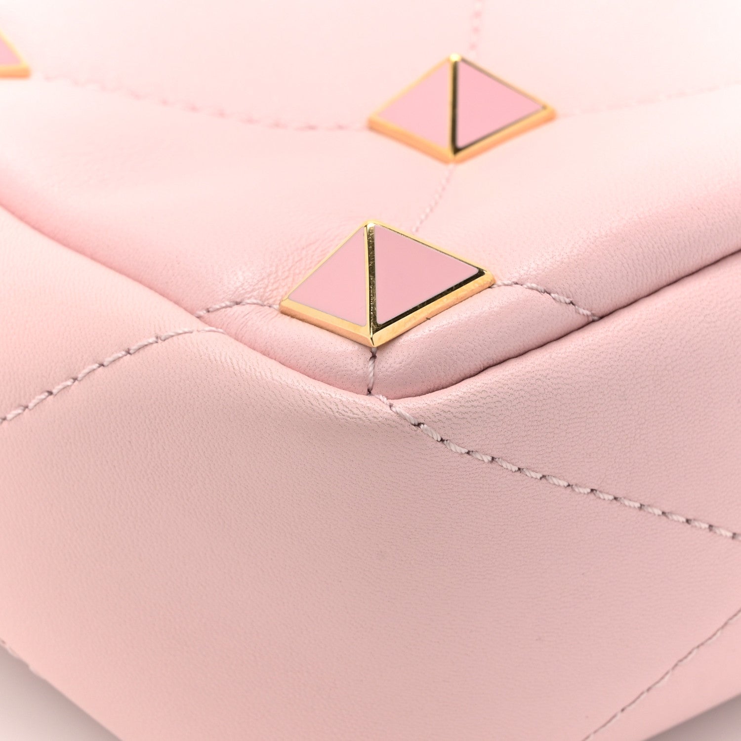 Valentino Garavani Nappa Enamel Medium Roman Stud Shoulder Bag Rose Quartz 11 of 11