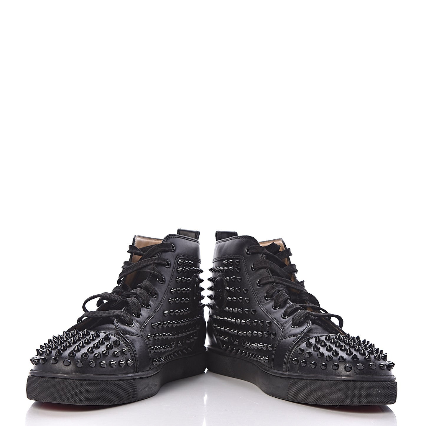 Calfskin Mens Louis Spikes Flat Sneakers 45 Black