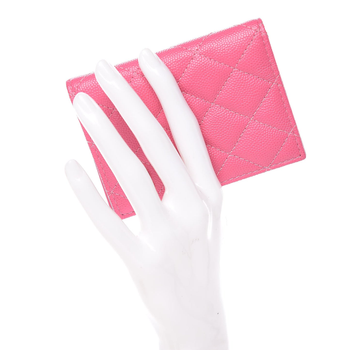 Caviar Quilted Card Holder Wallet Pink