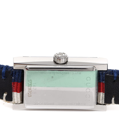Gucci Stainless Steel Nylon 14mm Web G-Frame Triple Wrap Quartz Watch Blue 4 of 5