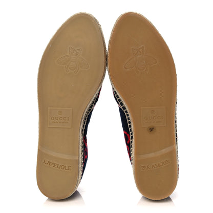Gucci Terry Cloth GG Monogram Espadrilles 37 Blue Red 5 of 9