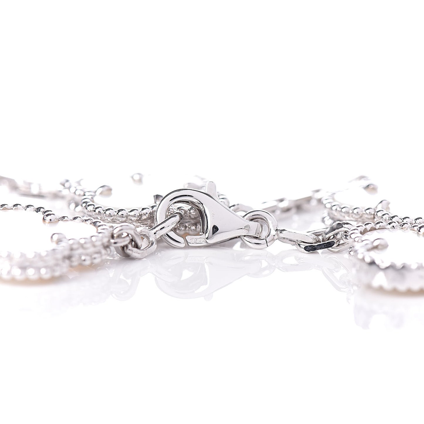 18K White Gold Mother of Pearl 5 Motifs Vintage Alhambra Bracelet