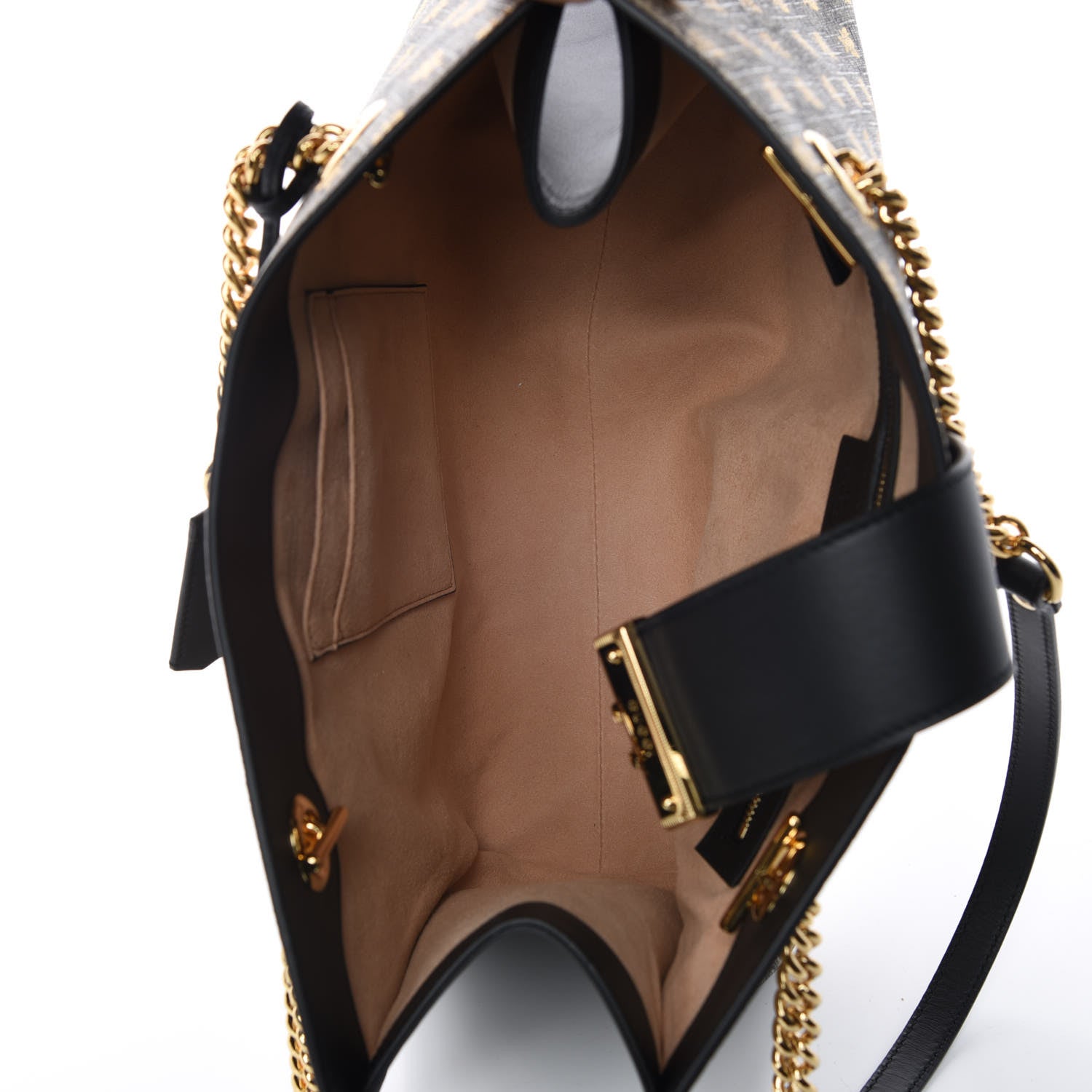 Gucci GG Supreme Monogram Bees Medium Padlock Tote Beige Oro Black 8 of 9
