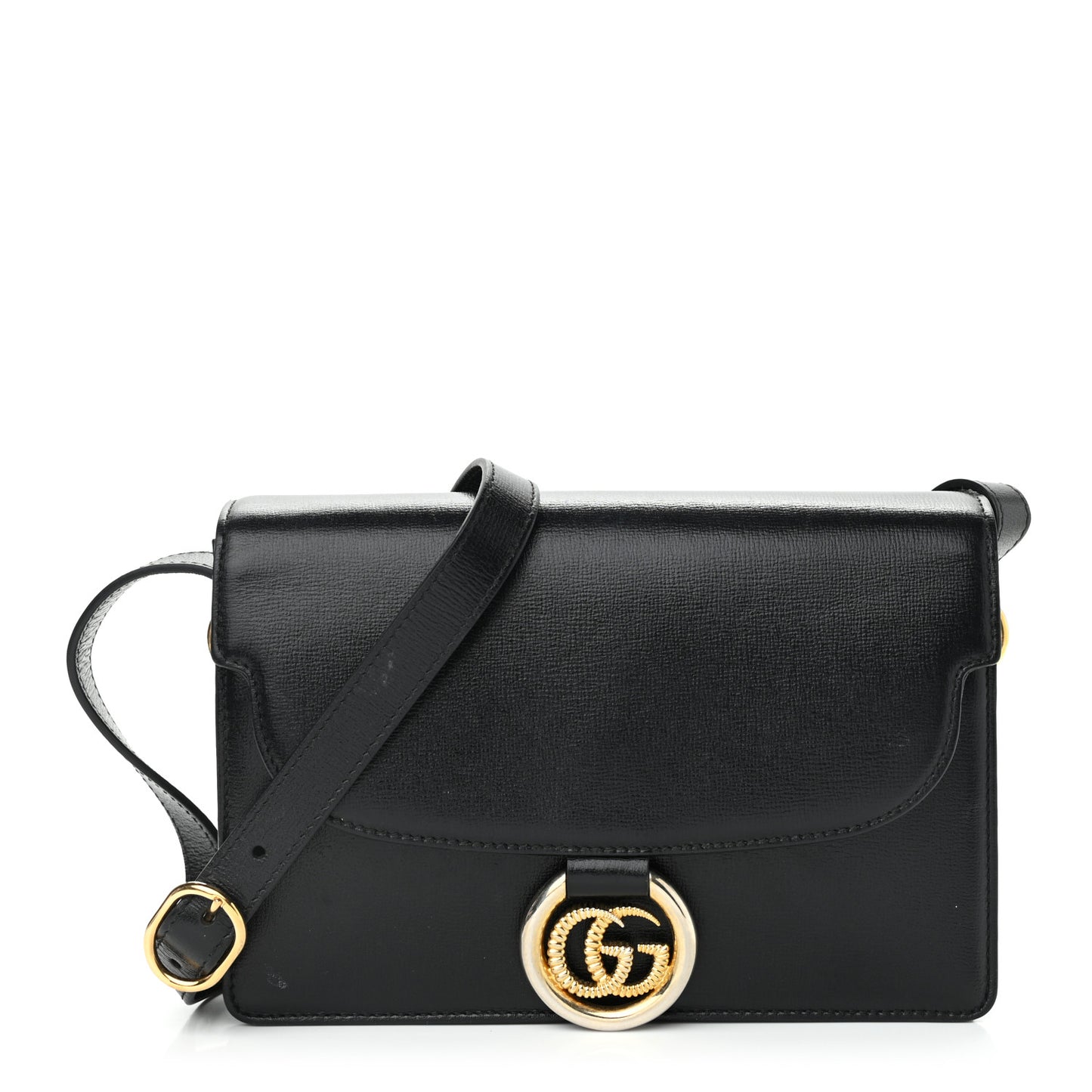 Textured Calfskin Small Torchon GG Ring Shoulder Bag Black