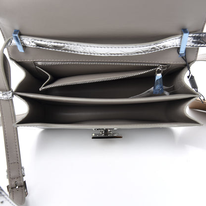 Burberry Metallic Patent Crocodile Embossed Small TB Shoulder Bag Silver 5 of 9