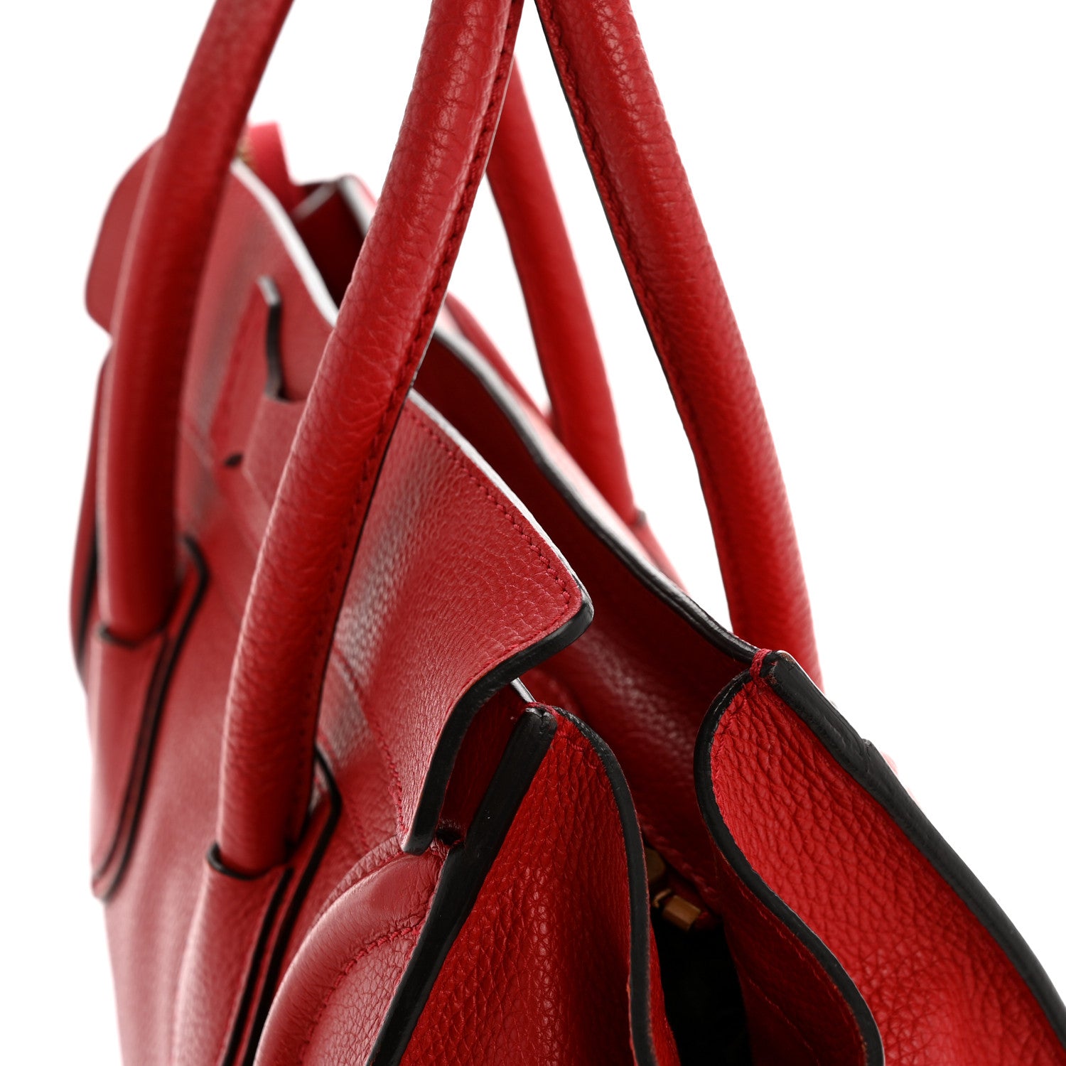 Celine Drummed Calfskin Micro Luggage Red 14 of 16