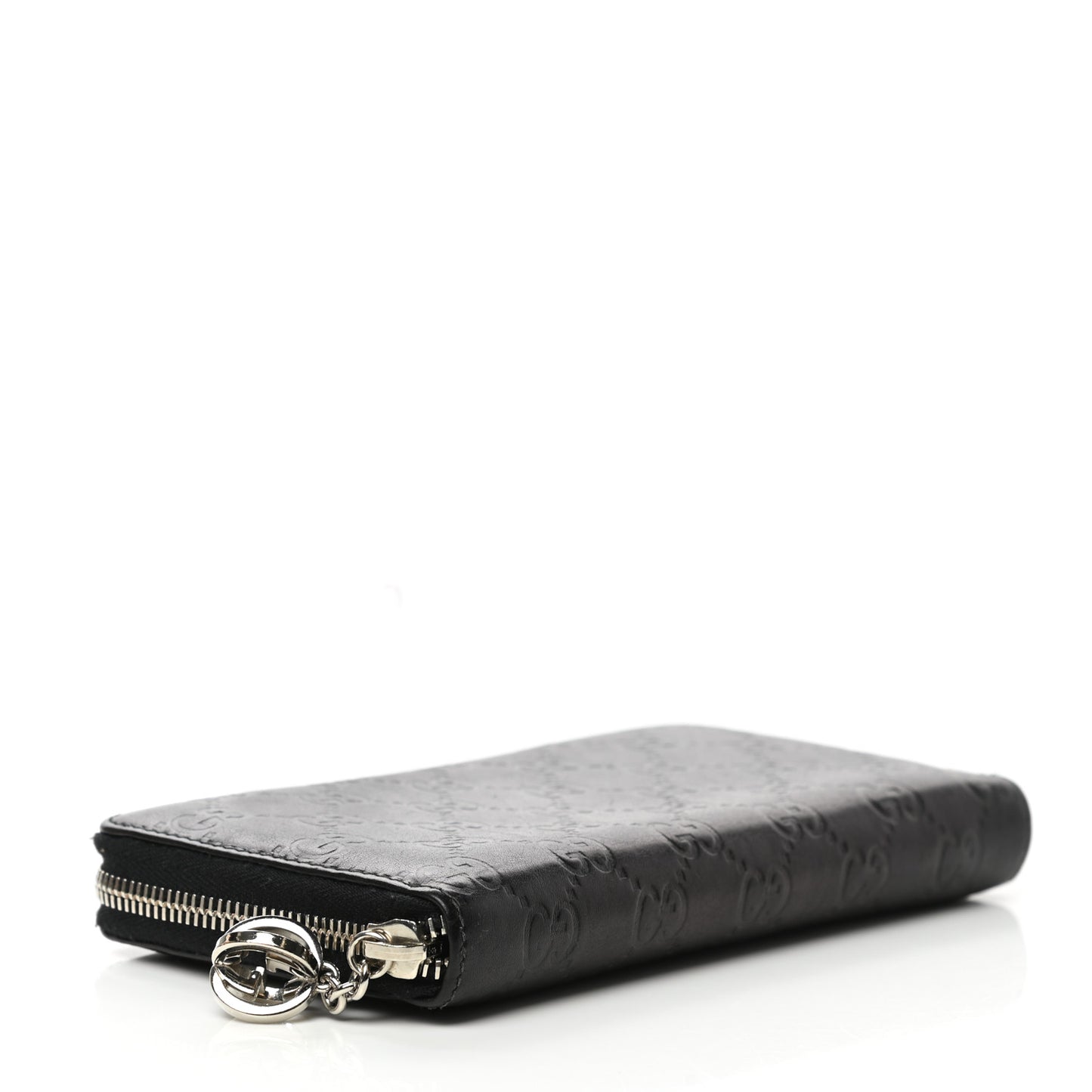 Guccissima Large Twins Zip Around Wallet Black