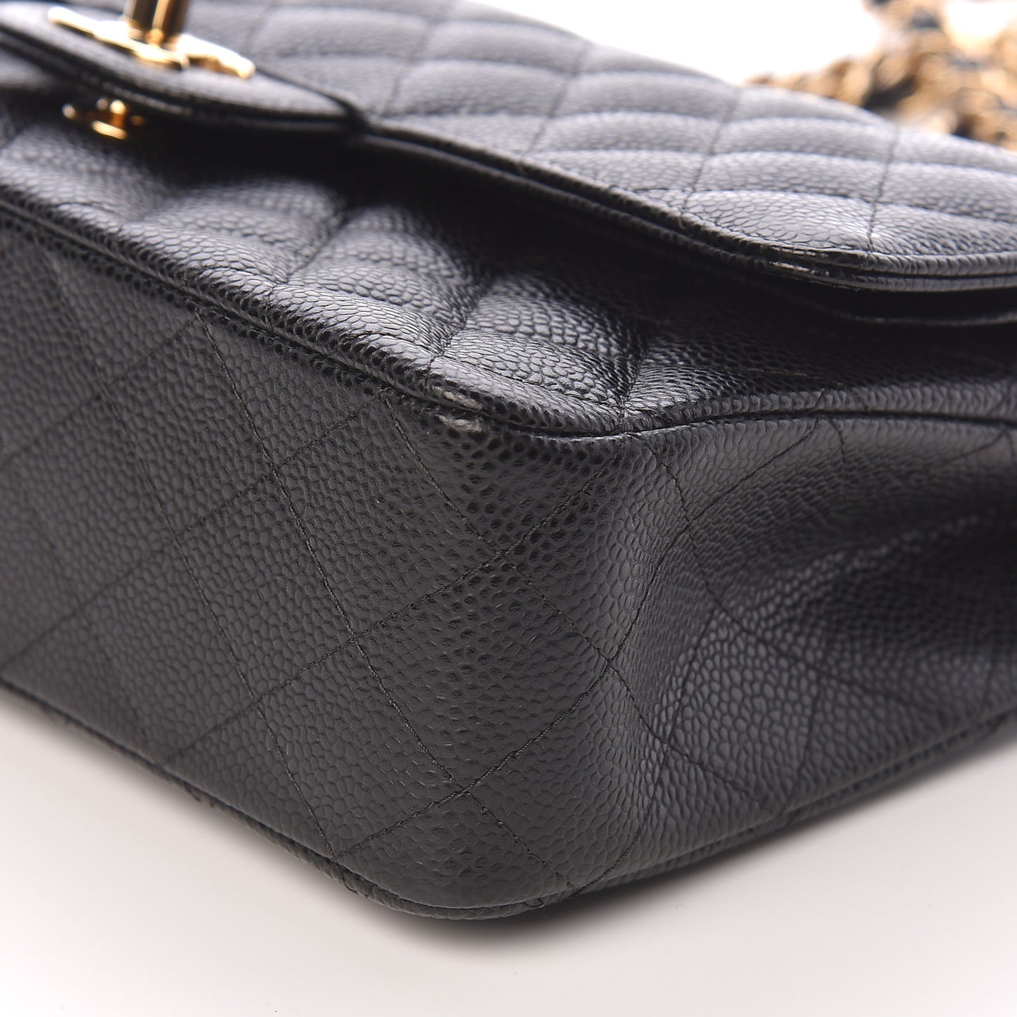 Caviar Quilted Medium Double Flap Black