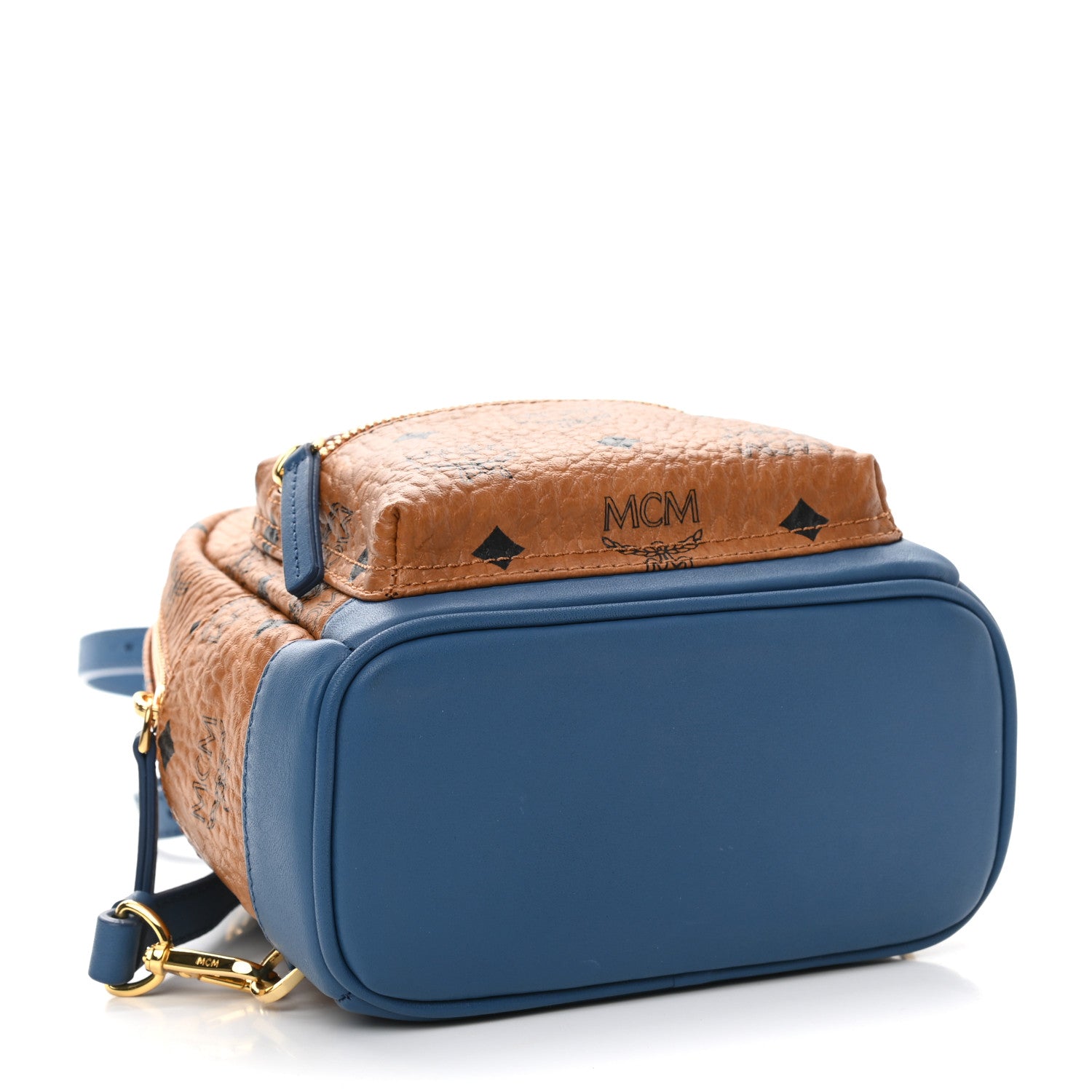 MCM Visetos X-Mini Stark Backpack Cognac Blue 4 of 9