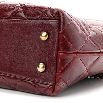 Chanel Calfskin Quilted Small Gold Bar Top Handle Tote Burgundy 10 of 10