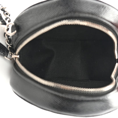 Chanel Caviar Camellia Embossed Round Clutch With Chain Black 5 of 11