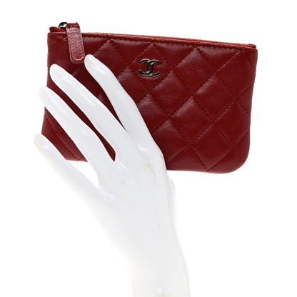 Chanel Lambskin Quilted Small Cosmetic Case Red 2 of 9